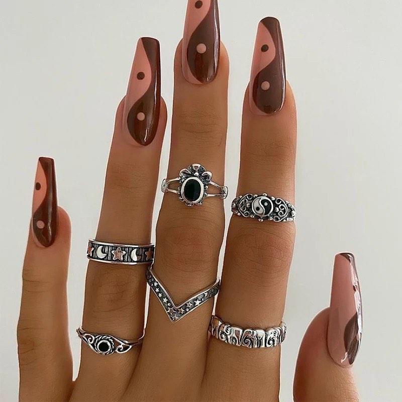SET DE ANILLOS BOHO STYLE PLATEADOS