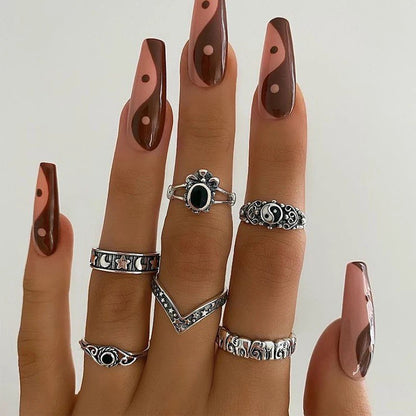 SET DE ANILLOS BOHO STYLE PLATEADOS
