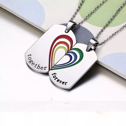 COLLARES DE PAREJA CORAZÓN PUZZLE  ACERO INOXIDABLE
