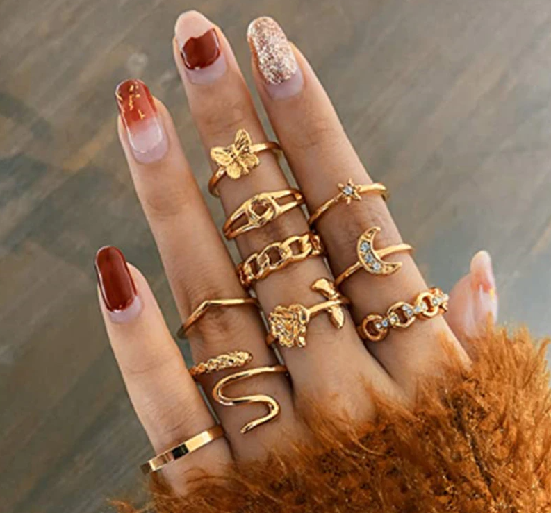 SET DE ANILLOS BOHO STYLE DORADOS