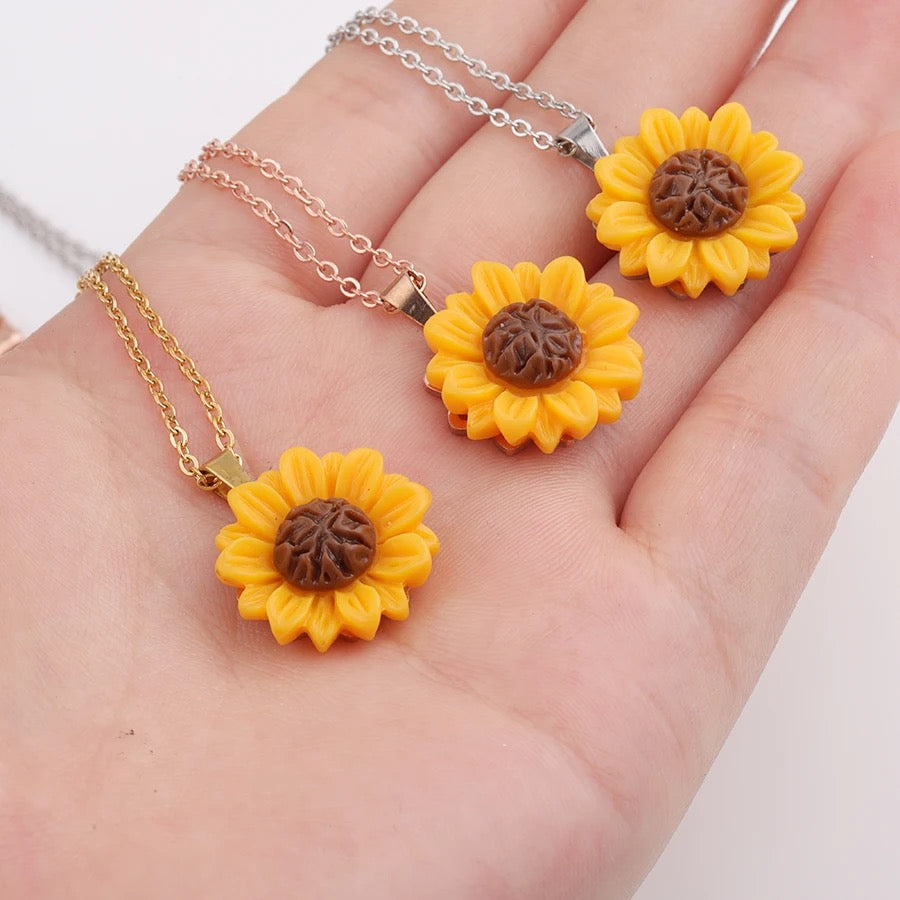 COLLAR FLOR GIRASOL  CON EXHIBIDOR TU SI ERES BONITA