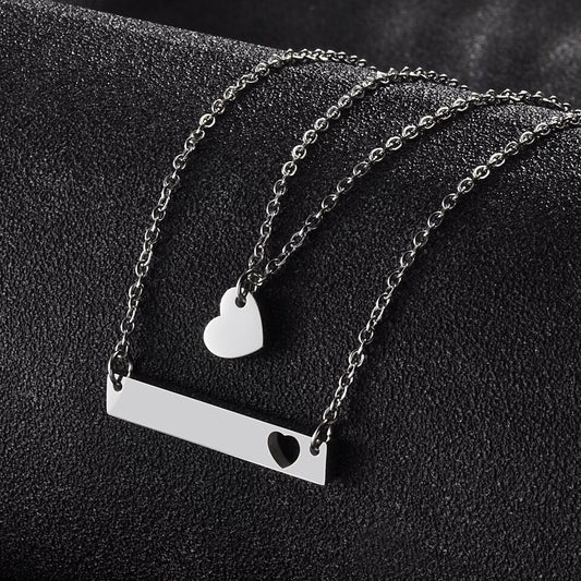 COLLAR CORAZÓN DOBLE CAPA PERSONALIZABLE MINIMALISTA