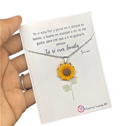 COLLAR FLOR GIRASOL  CON EXHIBIDOR TU SI ERES BONITA