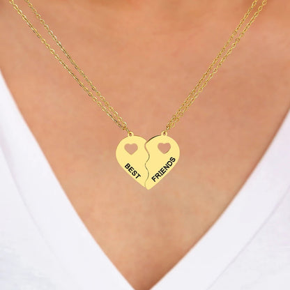 COLLARES ROMPECABEZAS CORAZÓN BFF MEJORES AMIGAS MINIMALISTA