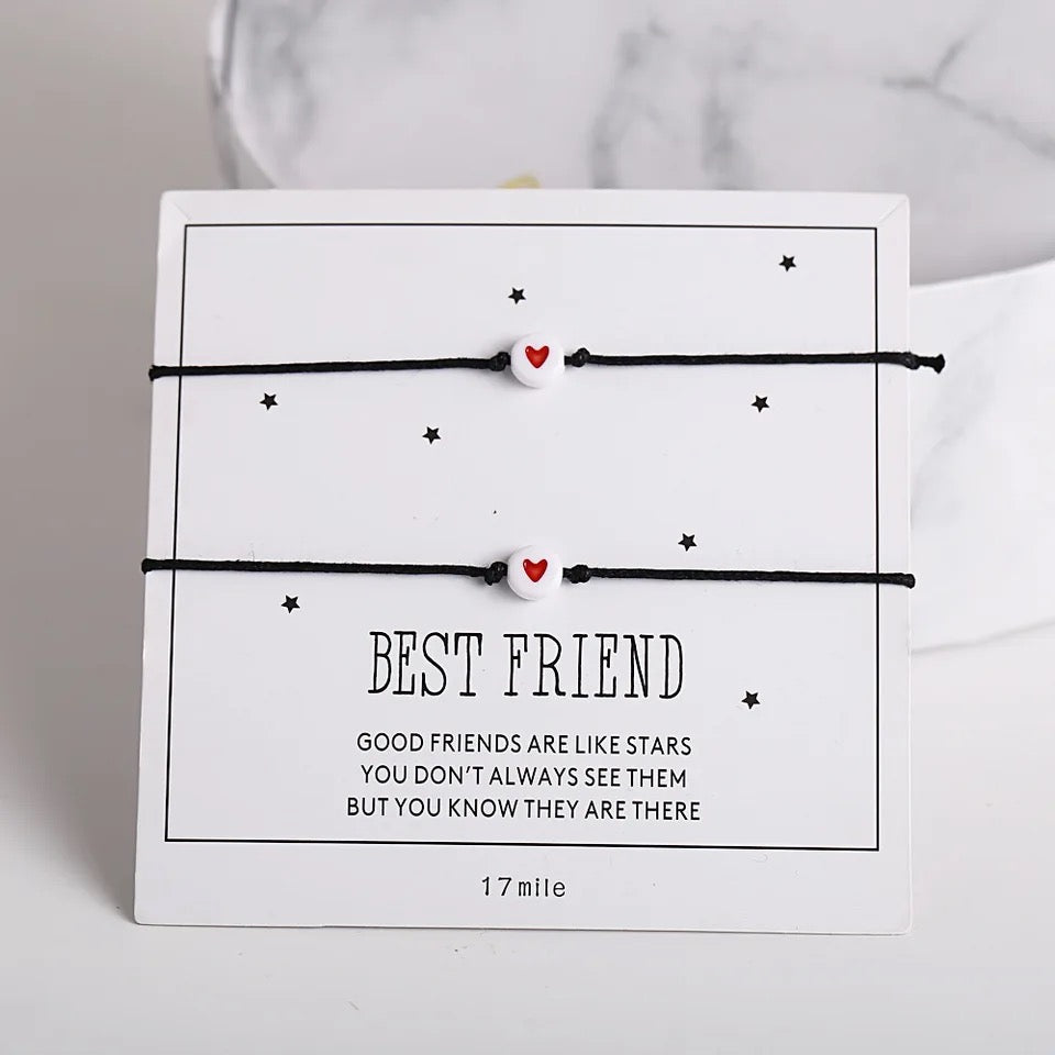 PULSERA DE HILO CORAZONES MINIMALISTAS BEST FRIENDS