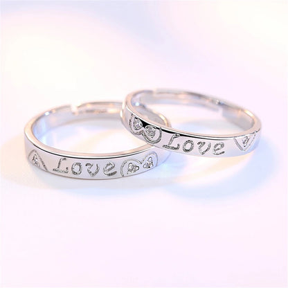 ANILLOS DE PROMESA CHAPADO EN PLATA 925, AJUSTABLES