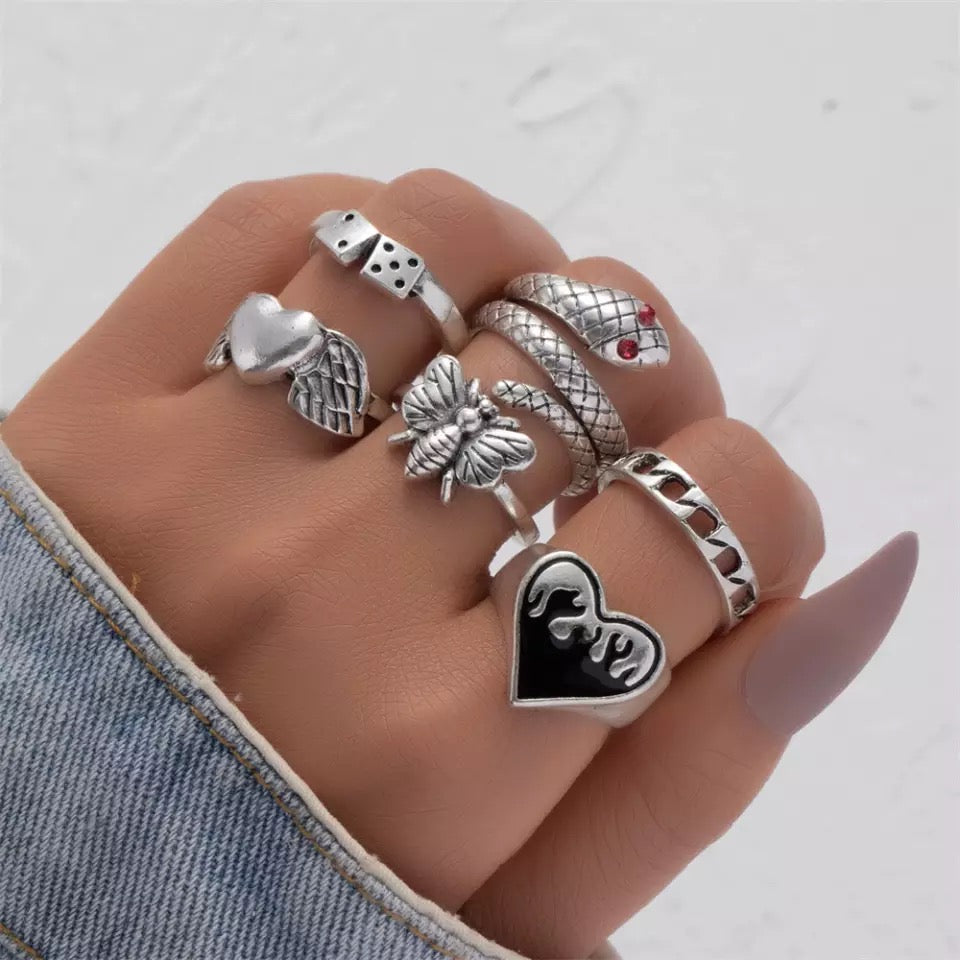 SET ANILLOS VINTAGE PUNK