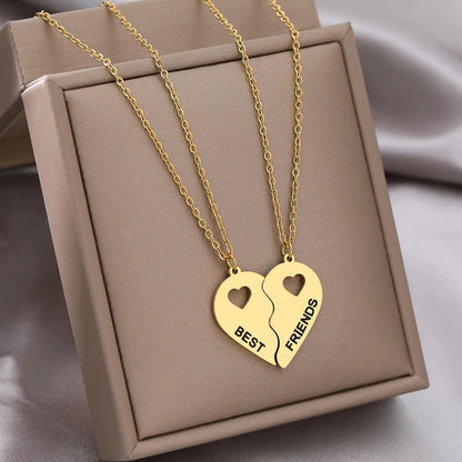 COLLARES ROMPECABEZAS CORAZÓN BFF MEJORES AMIGAS MINIMALISTA