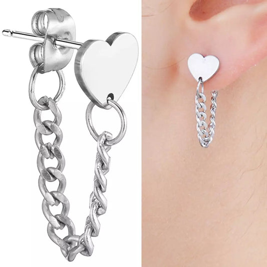 ARETES CORAZÓN CON CADENA