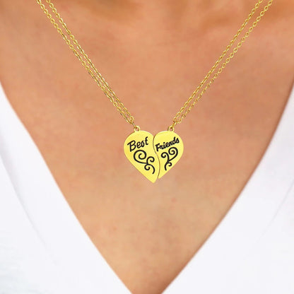 COLLARES ROMPECABEZAS CORAZÓN BFF MEJORES AMIGAS MINIMALISTA