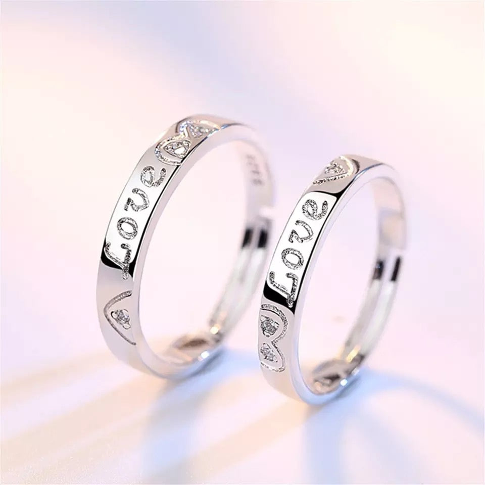 ANILLOS DE PROMESA CHAPADO EN PLATA 925, AJUSTABLES