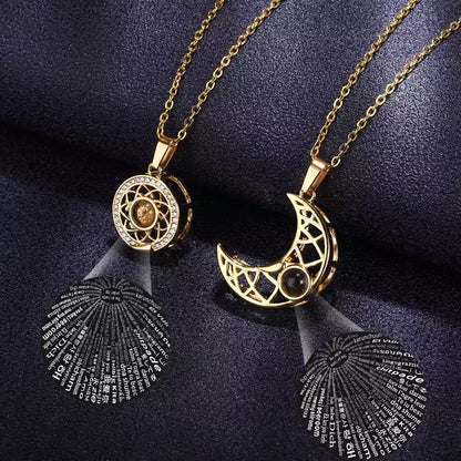 COLLARES MAGNÉTICOS DE IMÁN SOL & LUNA REFLEJAN TE AMO EN 100 IDIOMAS