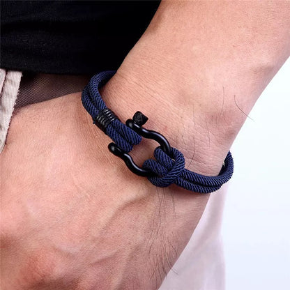 BRAZALETE NAVY BLUE HEBILLA DE HERRADURA LEATHER