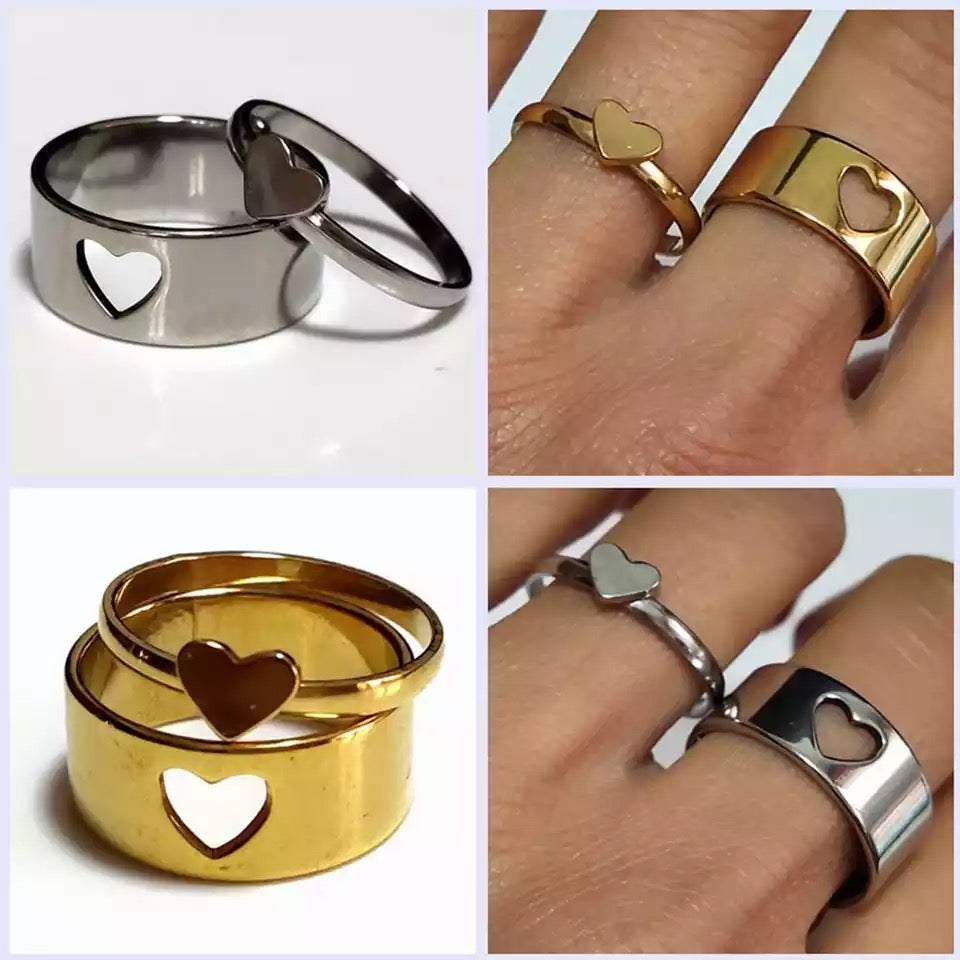 ANILLOS DE PAREJA MATCHING RINGS DISEÑO HUECO ACERO