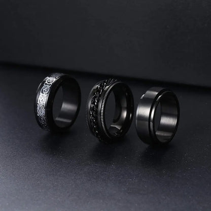 SET ANILLOS GIRATORIOS NEGRO MATTE ELEGANTES