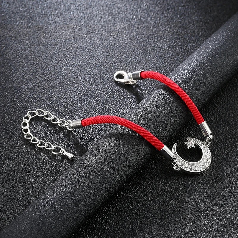 BRAZALETE LUNAR  MINIMALISTA ROJO TEJIDO