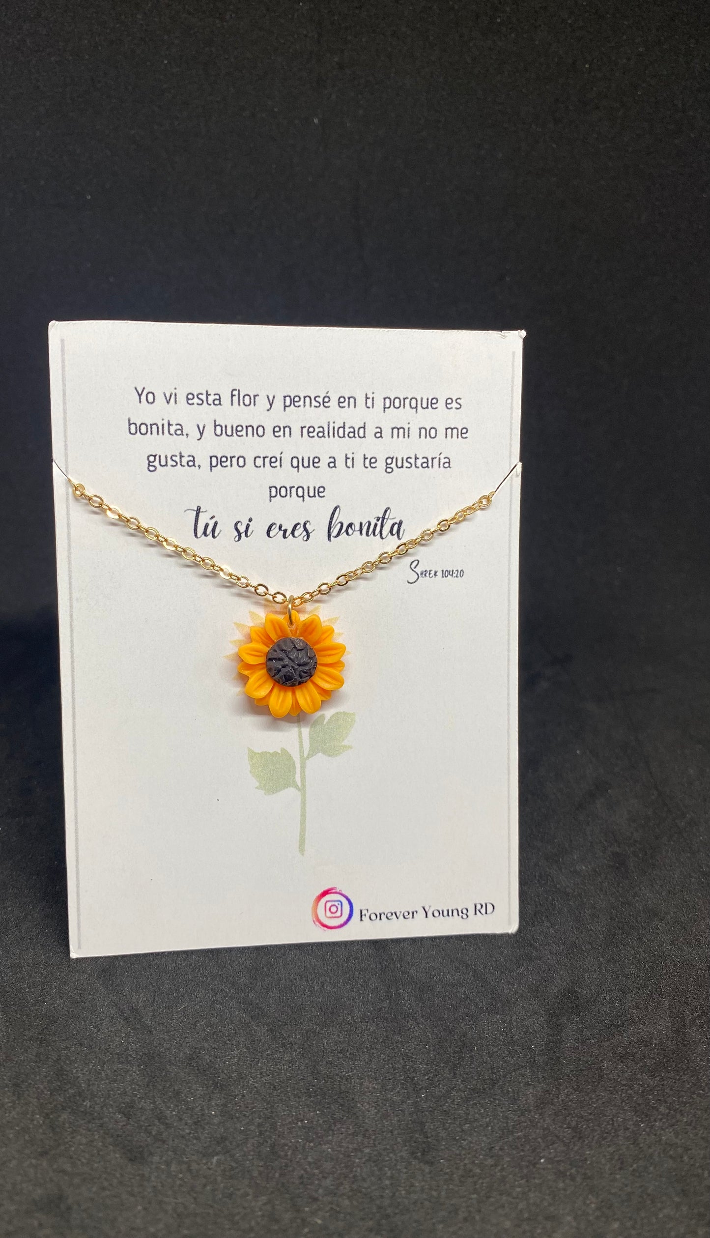 COLLAR FLOR GIRASOL  CON EXHIBIDOR TU SI ERES BONITA