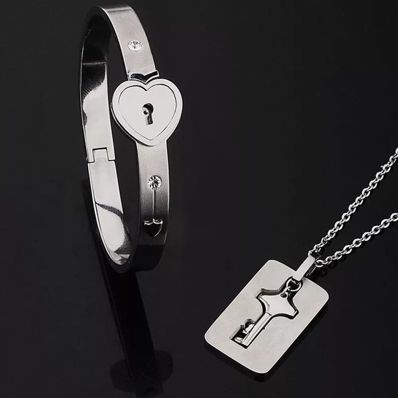 PULSERA CANDADO + COLGANTE LLAVE ( LA LLAVE DE TU CORAZÓN )