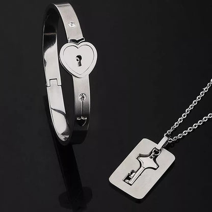 PULSERA CANDADO + COLGANTE LLAVE ( LA LLAVE DE TU CORAZÓN )
