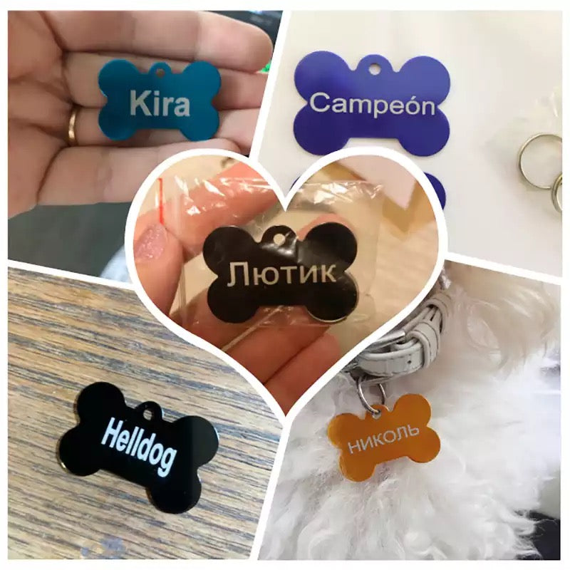 PLACA DE IDENTIFICACIÓN TAG PARA MASCOTAS PERROS PERSONALIZABLE