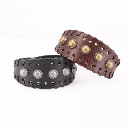 BRAZALETE ANCHO CUERO GENUINO 100%