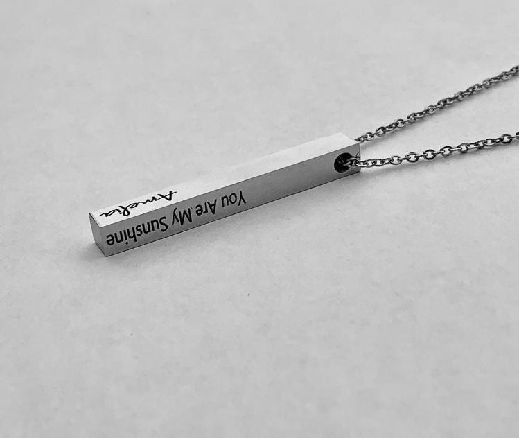 COLLAR BARRA 3D MINIMALISTA PERSONALIZADA  4 CARAS