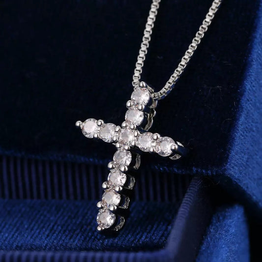 COLLAR CRUZ CRISTAL  MINIMALISTA