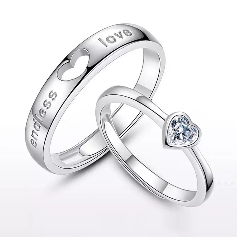 ANILLOS DE PROMESA CHAPADO EN PLATA 925, AJUSTABLES