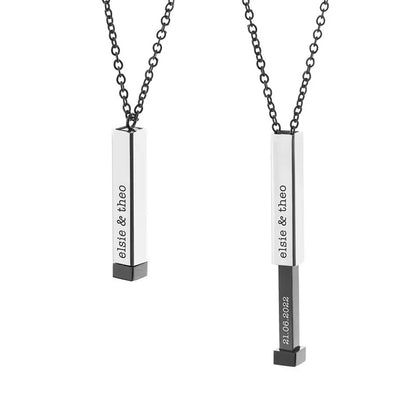 COLLAR MENSAJE OCULTO BARRA  3D PERSONALIZABLE MINIMALISTA 4 CARAS UNISEX