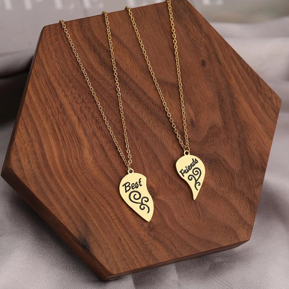 COLLARES ROMPECABEZAS CORAZÓN BFF MEJORES AMIGAS MINIMALISTA