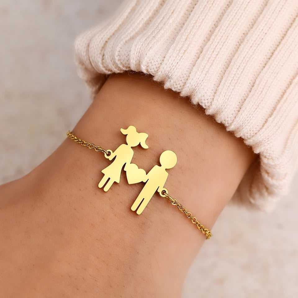 BRAZALETE DIJE DE NIÑO Y NIÑA MINIMALISTA PERSONALIZABLE