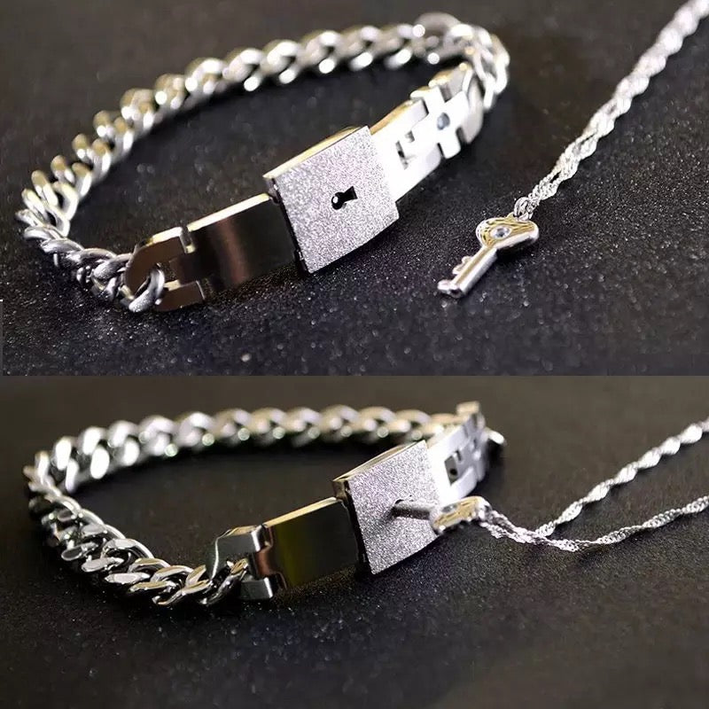 PULSERA CANDADO + COLGANTE LLAVE ( LA LLAVE DE TU CORAZÓN )