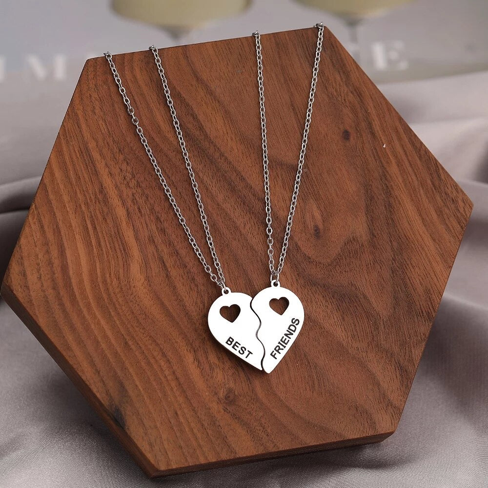 COLLARES ROMPECABEZAS CORAZÓN BFF MEJORES AMIGAS MINIMALISTA