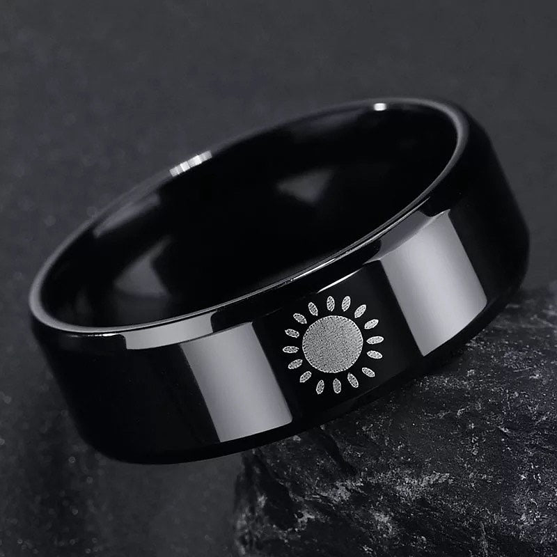 ANILLOS DE PROMESA SOL & LUNA NEGRO MATTE