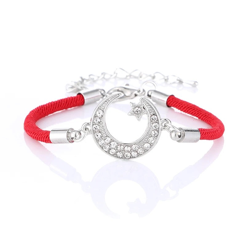 BRAZALETE LUNAR  MINIMALISTA ROJO TEJIDO