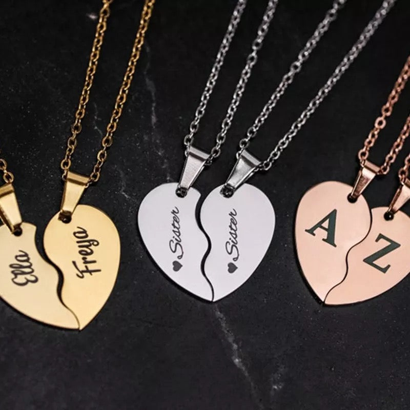 PAR COLLARES CORAZONES PERSONALIZABLES MINIMALISTA