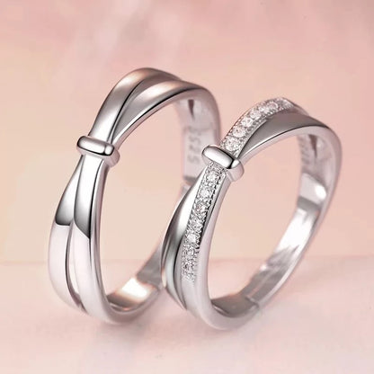 ANILLOS DE PROMESA CHAPADO EN PLATA 925, AJUSTABLES