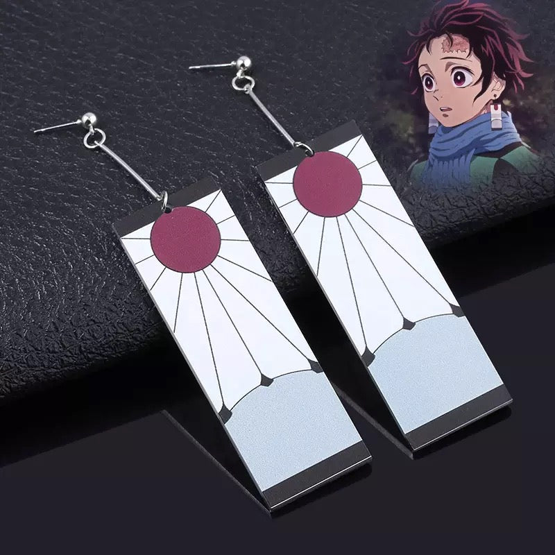 ARETES GRANDES EN ACRÍLICO DE DEMON SLAYER TANJIROU UNISEX