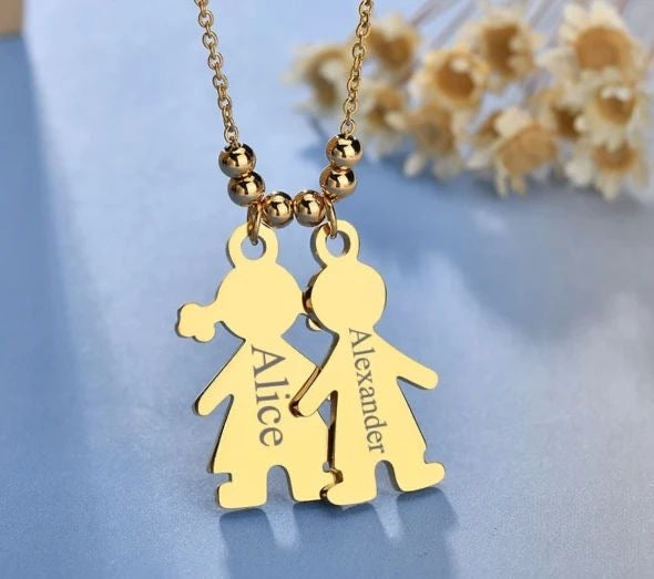 COLLAR DIJE DE NIÑOS Y NIÑAS MINIMALISTAS PERSONALIZABLE