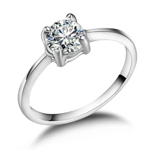 ANILLO CORTE PRINCESA CRISTAL  MINIMALISTA PROMESA ♥