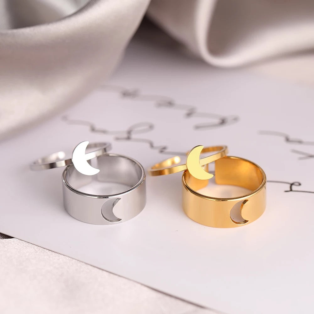 ANILLOS DE PAREJA MATCHING RINGS DISEÑO HUECO AJUSTABLES