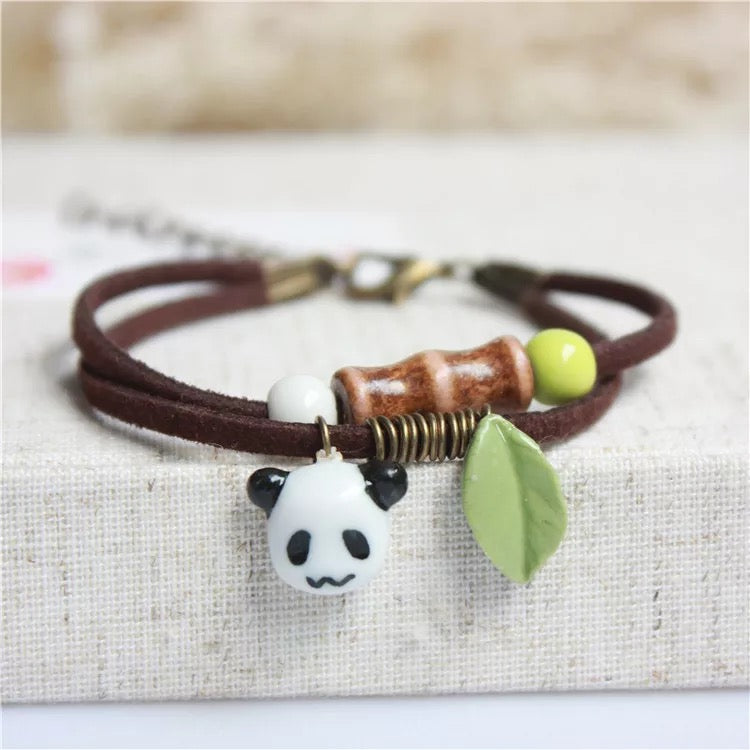 BRAZALETE PANDA  CON CERÁMICA KAWAII