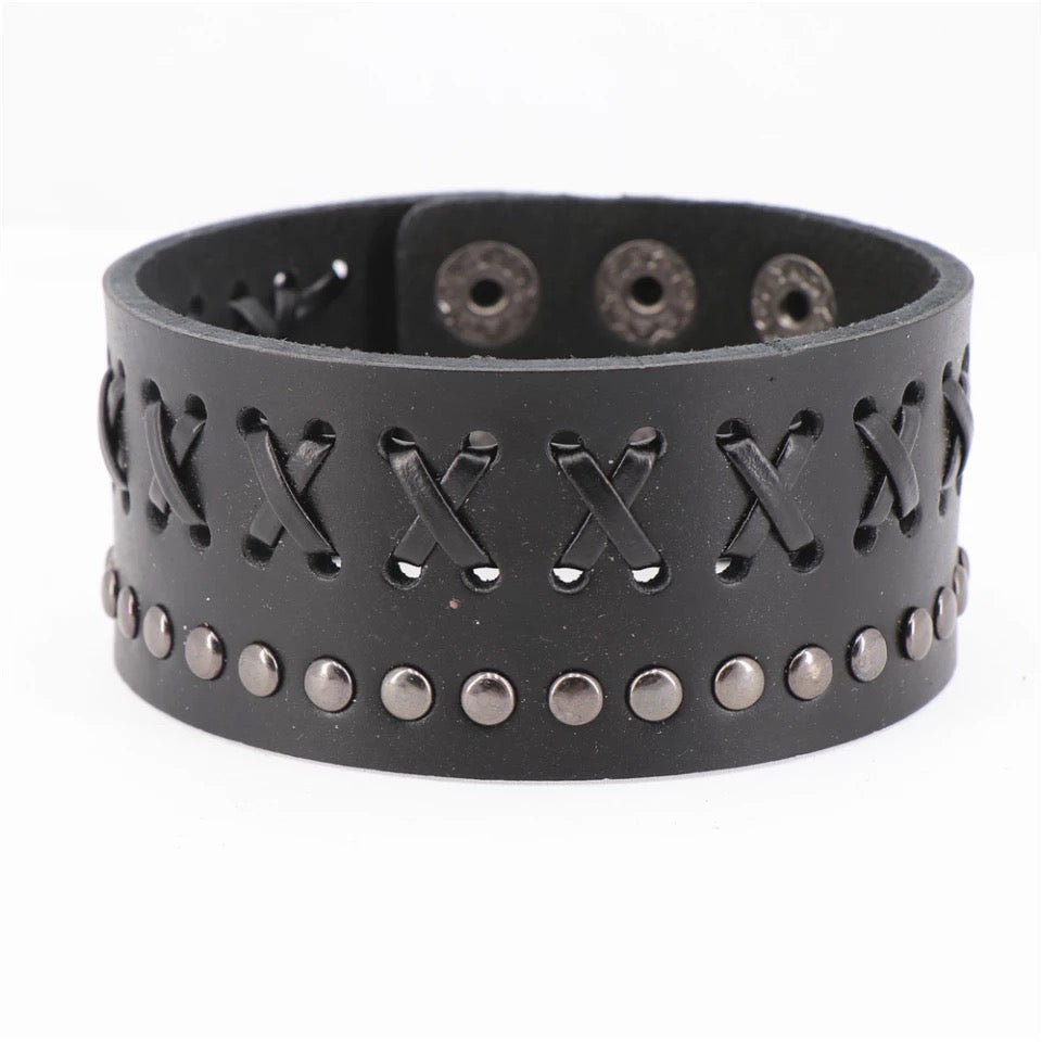 BRAZALETE ANCHO CUERO GENUINO 100%