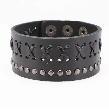 BRAZALETE ANCHO CUERO GENUINO 100%
