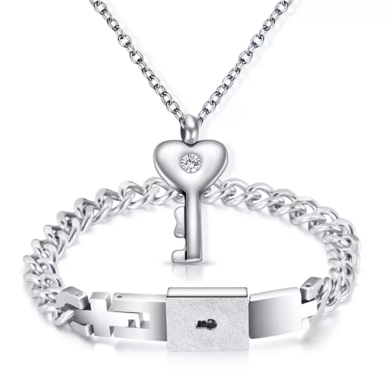 PULSERA CANDADO + COLGANTE LLAVE ( LA LLAVE DE TU CORAZÓN )