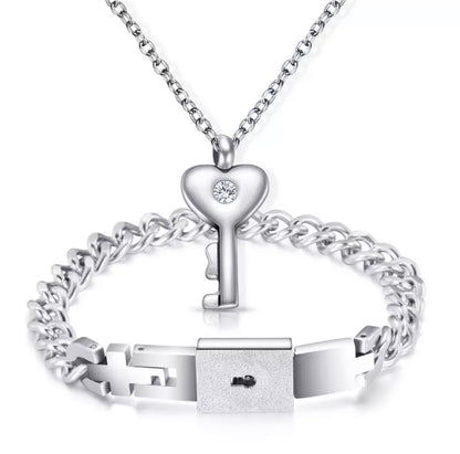PULSERA CANDADO + COLGANTE LLAVE ( LA LLAVE DE TU CORAZÓN )
