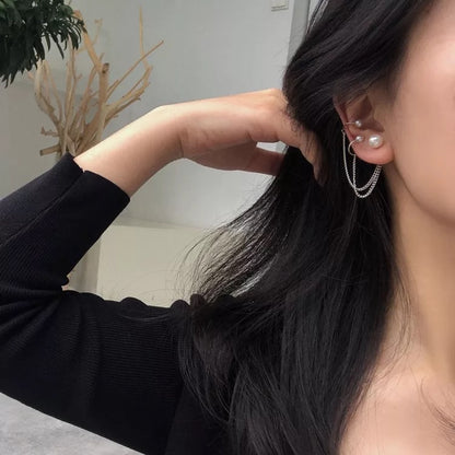 ARETES AESTHETIC PERLAS TIPO CADENA A PRESIÓN