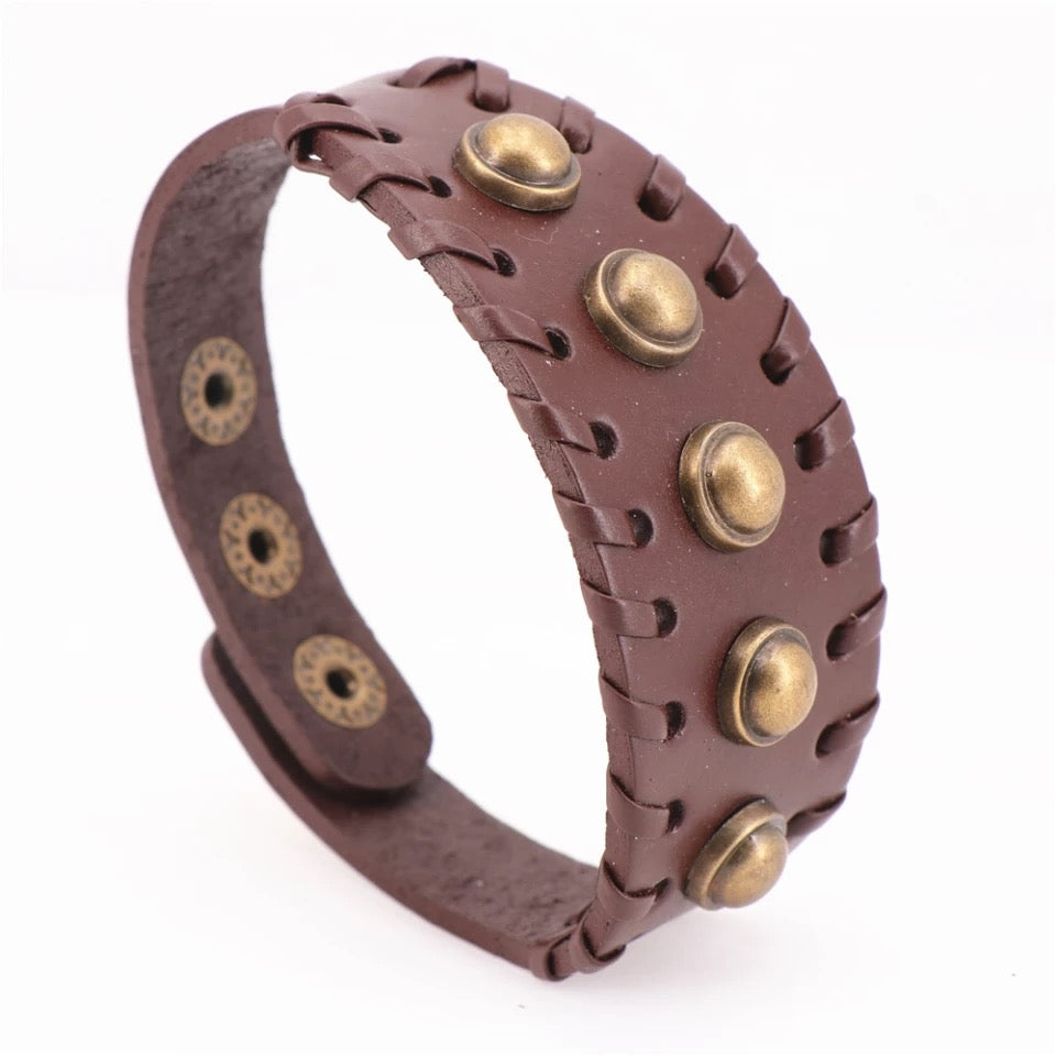 BRAZALETE ANCHO CUERO GENUINO 100%