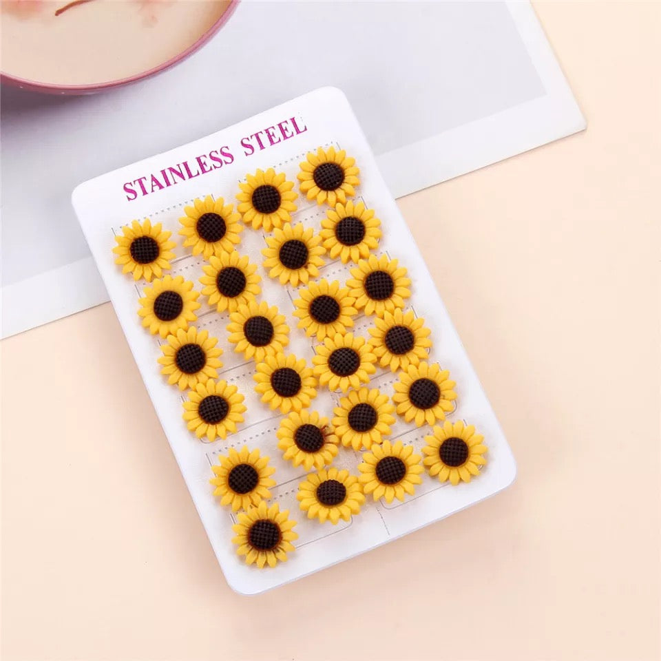 ARETES GIRASOL 3D ACERO INOXIDABLE MINIMALISTA