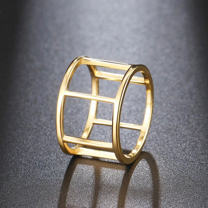 ANILLO GEOMÉTRICO CILINDRO ABIERTO MINIMALISTA